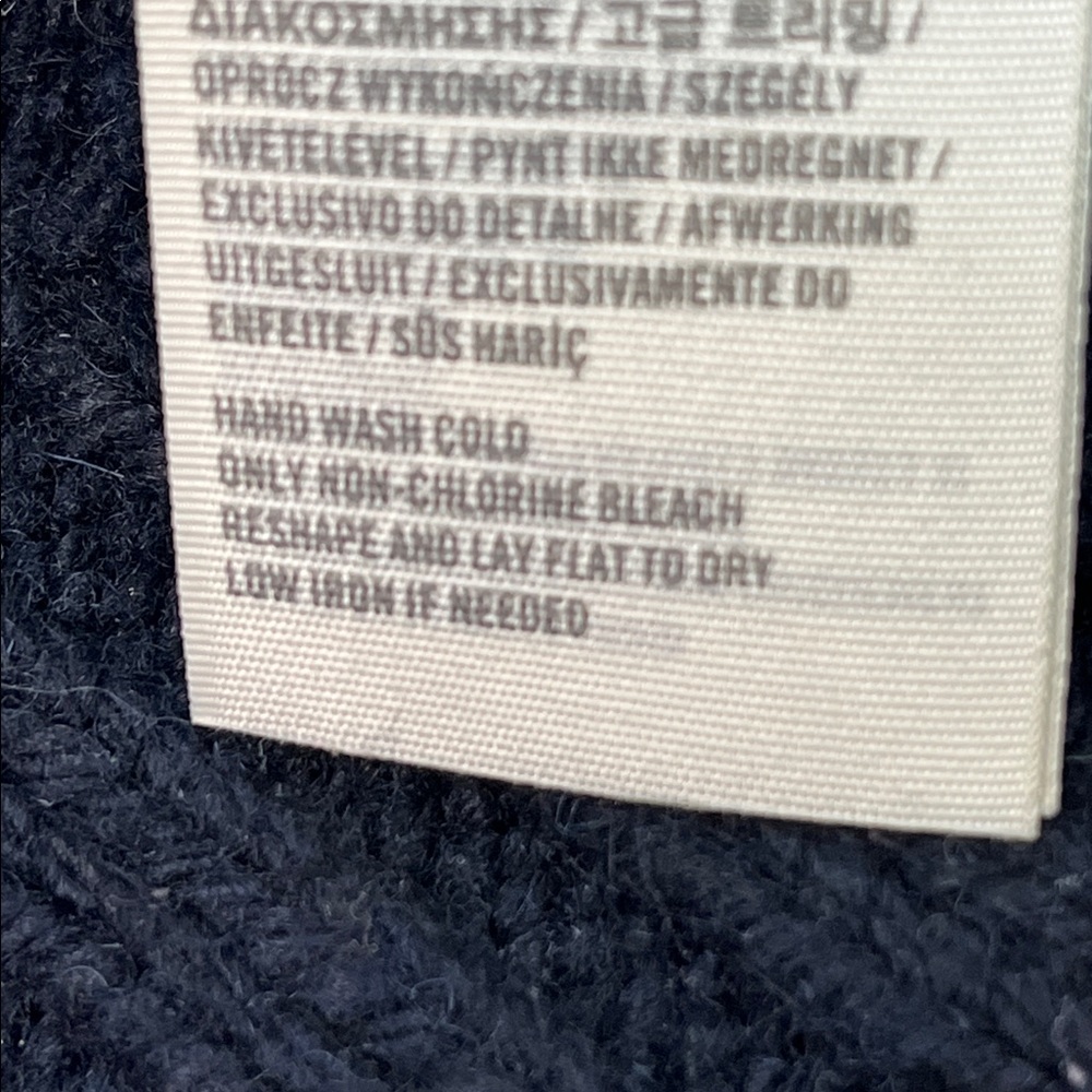 ABERCROMBIE & FITCH FAIR ISLE KNIT CARDIGAN MOOSE WOOL BLEND VELVET NAVY SZ MED - Picture 11 of 15